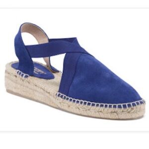 Picon Blue Suede Espadrille, Wedge,  Slip On Sling Back, Handmade in Spain, Sz 6